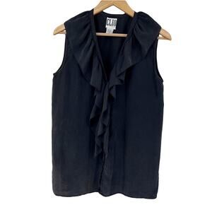 vintage 90s silk poet blouse sleeveless ruffles ruffled